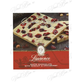 Laurence Signature white chocolate with biscuits and cranbberies 100gr