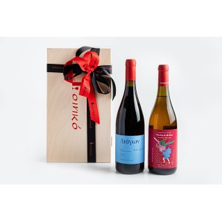 Κασετίνα δύο θέσεων Οινικό με δύο φιάλες Διάγων και “Vorias & Helios” 750ml κτήμα Μαρκόγιανη 