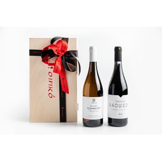 Κασετίνα δύο θέσεων Οινικό με δύο φιάλες Blanc Xinomavro και Naoussa 750ml κτήμα Ταραλάς