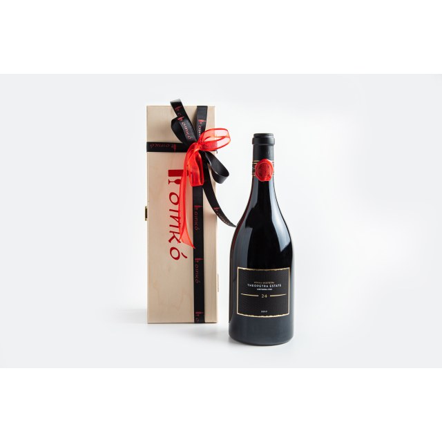 Κασετίνα μίας θέσης Οινικό με μία φιάλη 24 κτήμα Θεόπετρα 